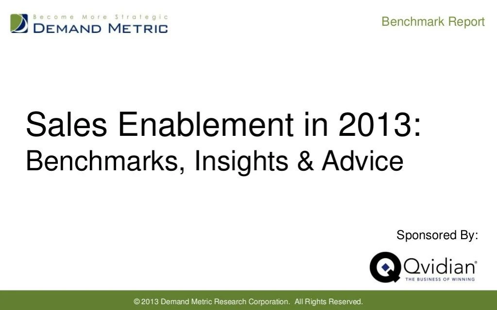 sales enablement benchmarking report