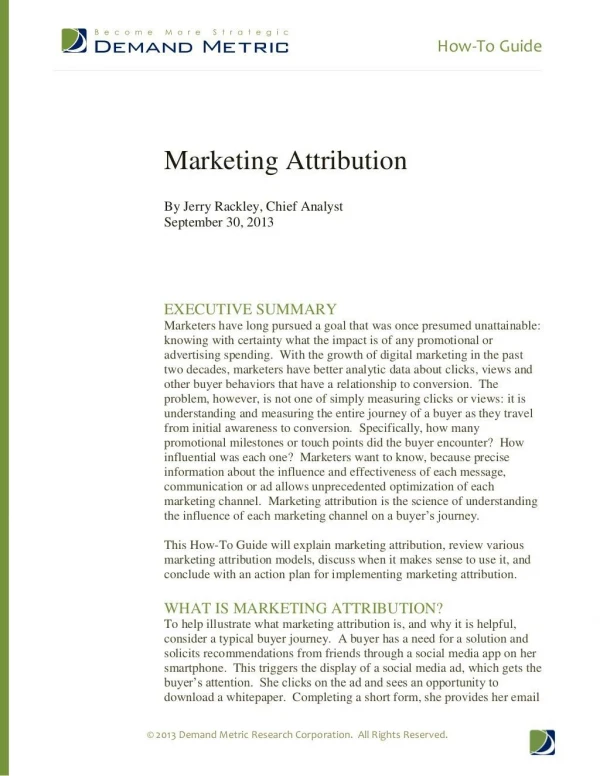 How To Guide - Marketing Attribution