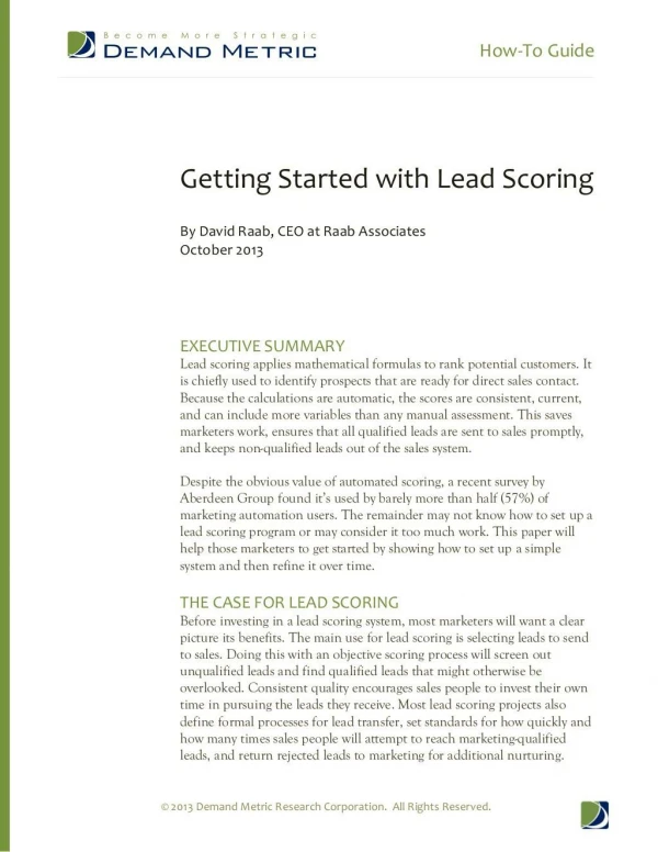 How to guide - getting started with lead scoring