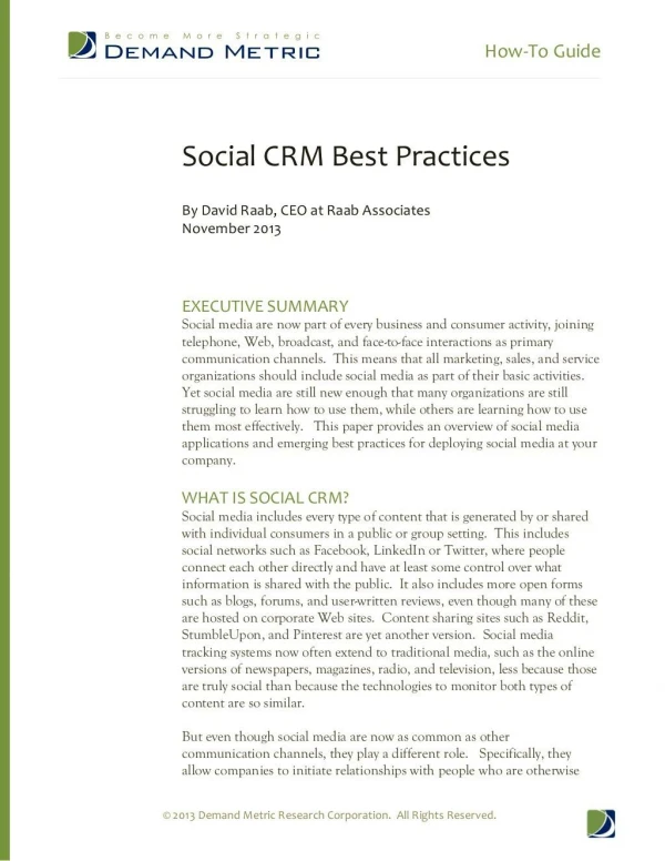 How-to-Guide - Social CRM Best Practices