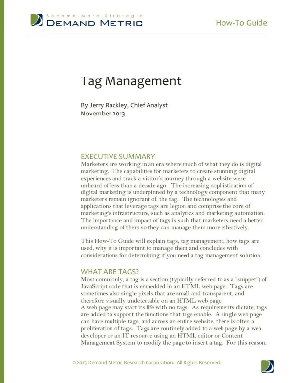 How-to-Guide - Tag Management
