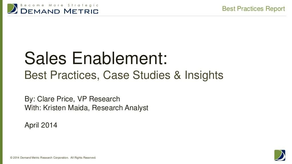 sales enablement best practices report