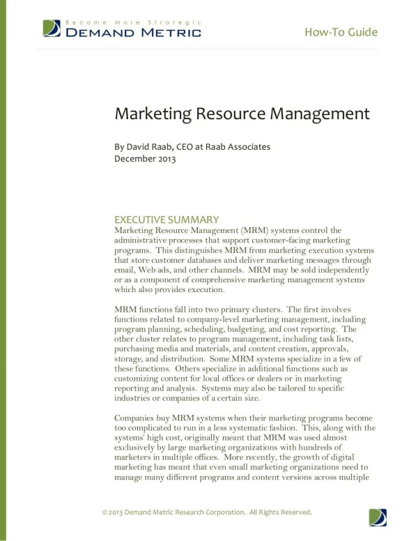 How-To Guide: Marketing Resource Management