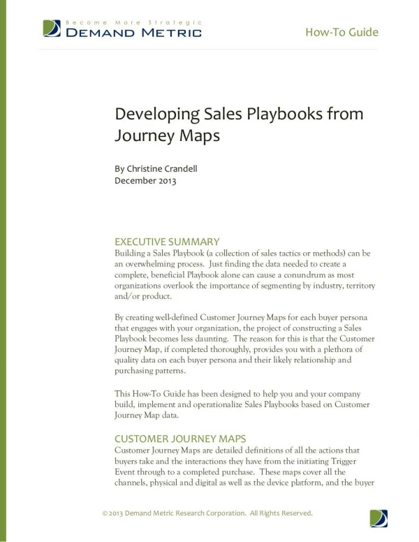 How-to Guide - Developing Sales Playbooks from Journey Maps