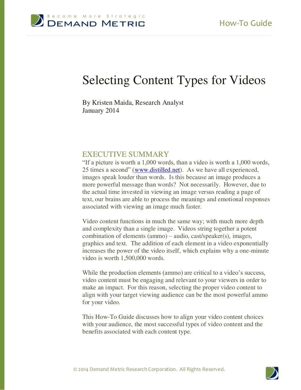 selecting content types for video