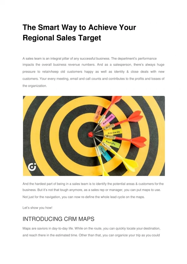 The Smart Way to Achieve Your Regional Sales Target