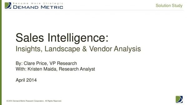 Sales Intelligence Solution Study