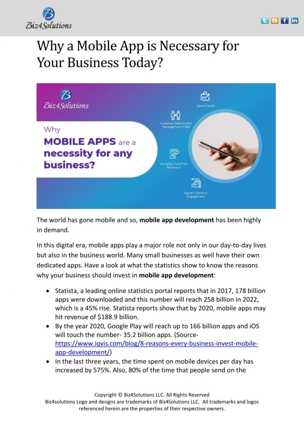 Why a Mobile App is Necessary for Your Business Today?