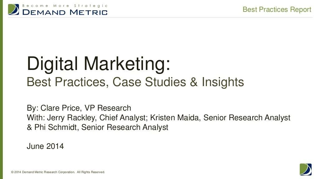 digital marketing best practices report