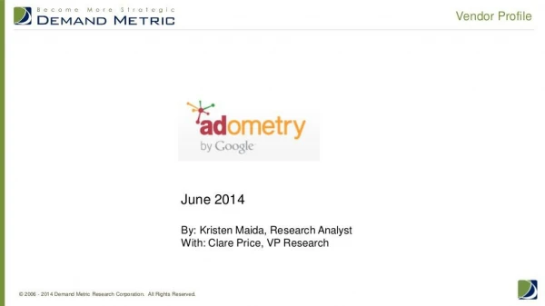 Vendor Profile: Adometry by Google