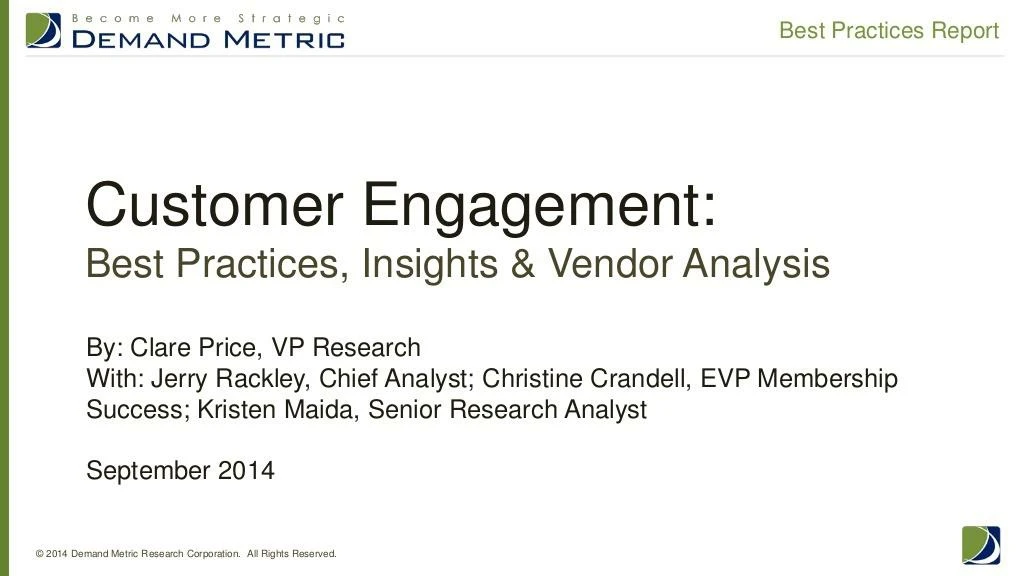 customer engagement best practices report