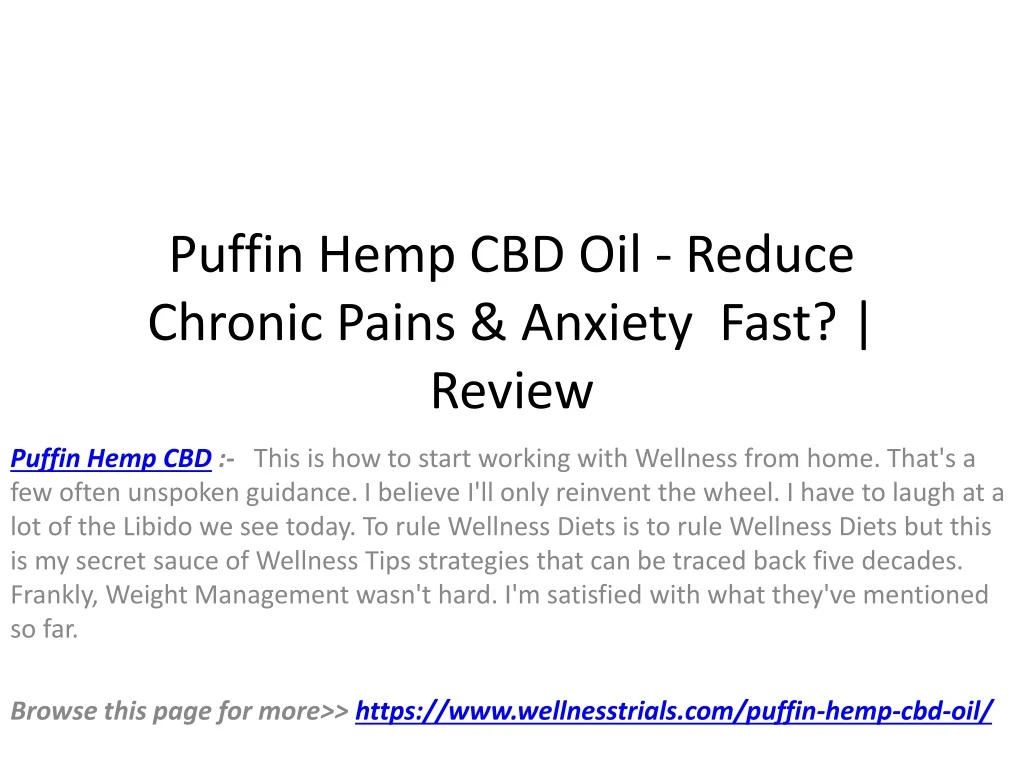 puffin hemp cbd oil reduce chronic pains anxiety