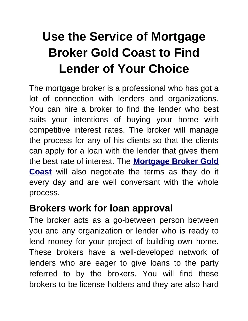 use the service of mortgage broker gold coast