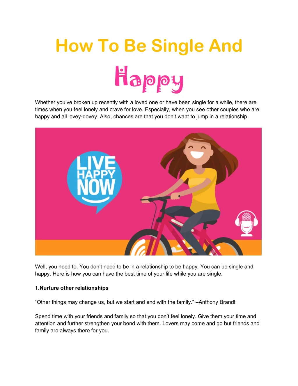 how to be single and happy