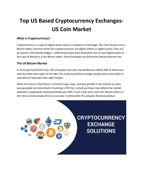 Top US Based Cryptocurrency Exchanges-US Coin Market