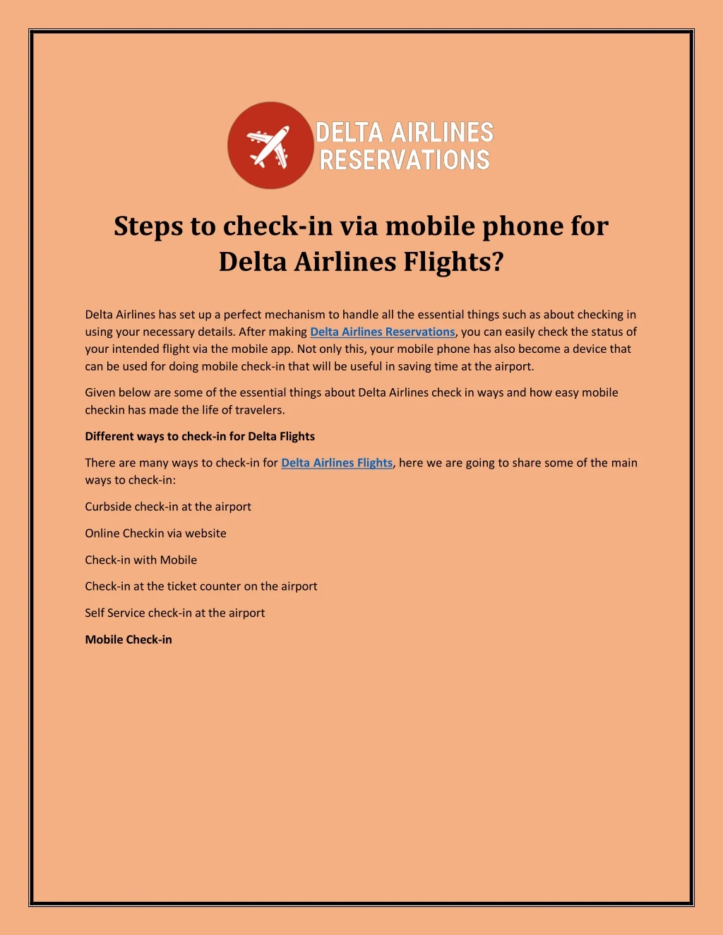 steps to check in via mobile phone for delta