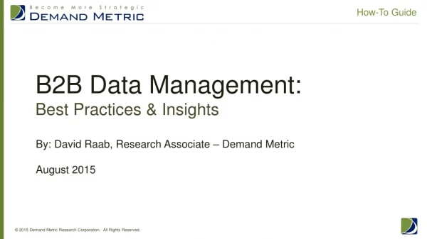 How-To Guide: B2B Data Management