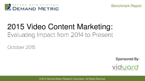 2015 Video Content Metrics Benchmark Report