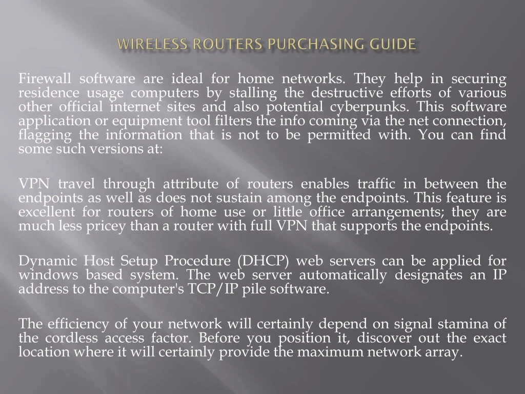 wireless routers purchasing guide