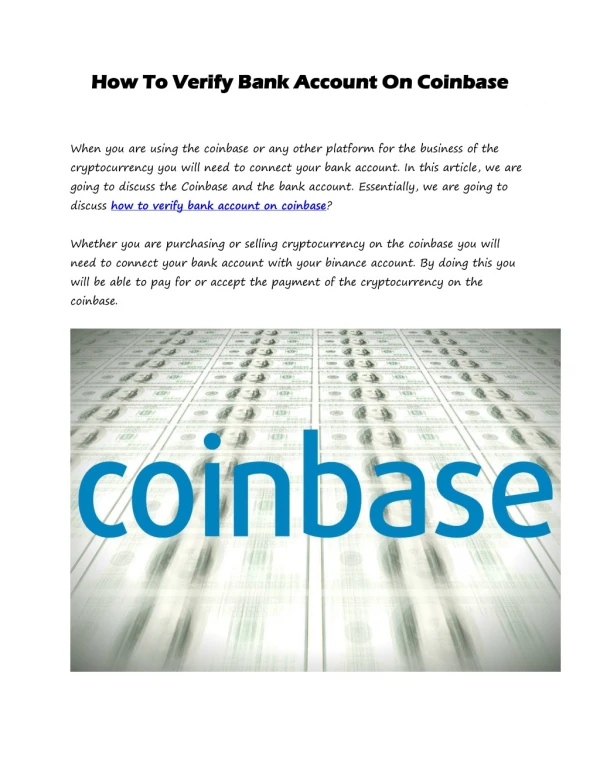 How To Verify Bank Account On Coinbase?