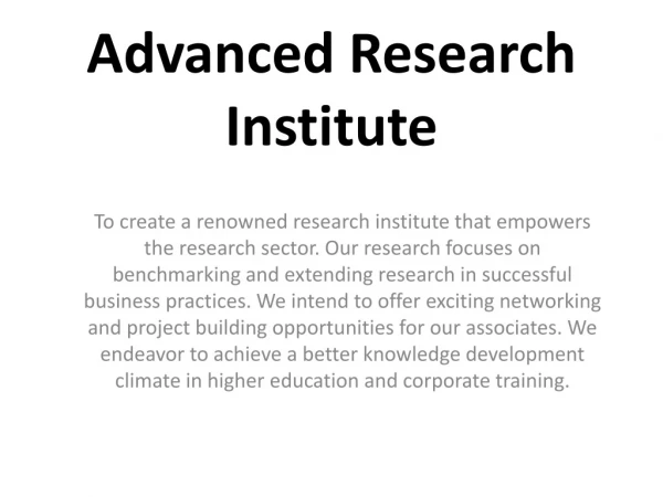 Advanced Research Institute-Apair.org.au