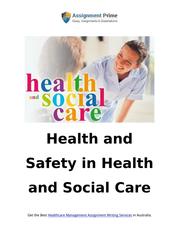 Sample on Health and Safety in Health and Social Care