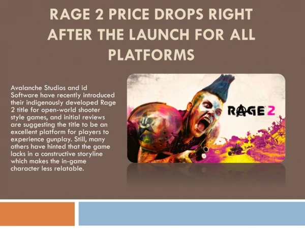 Rage 2 Price Drops Right After the Launch For All Platforms