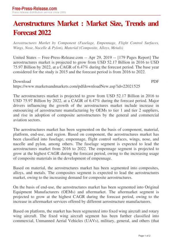 Aerostructures Market