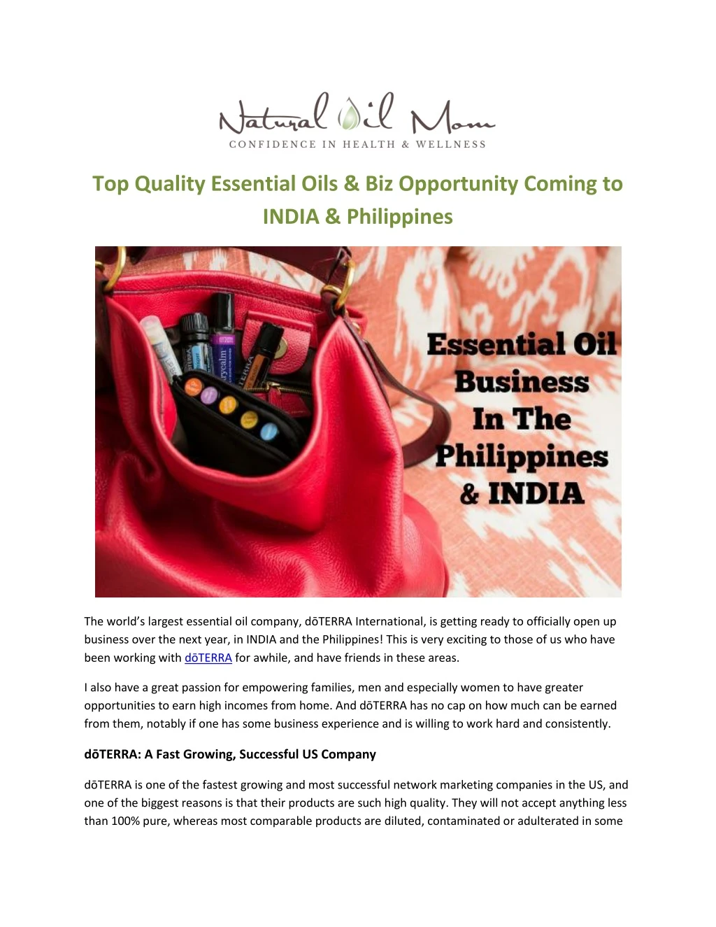 top quality essential oils biz opportunity coming
