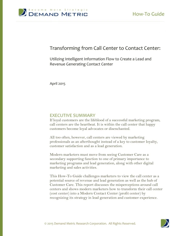 Transforming from Call Center to Contact Center How-To Guide