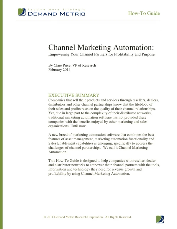 Channel Marketing Automation How-To Guide