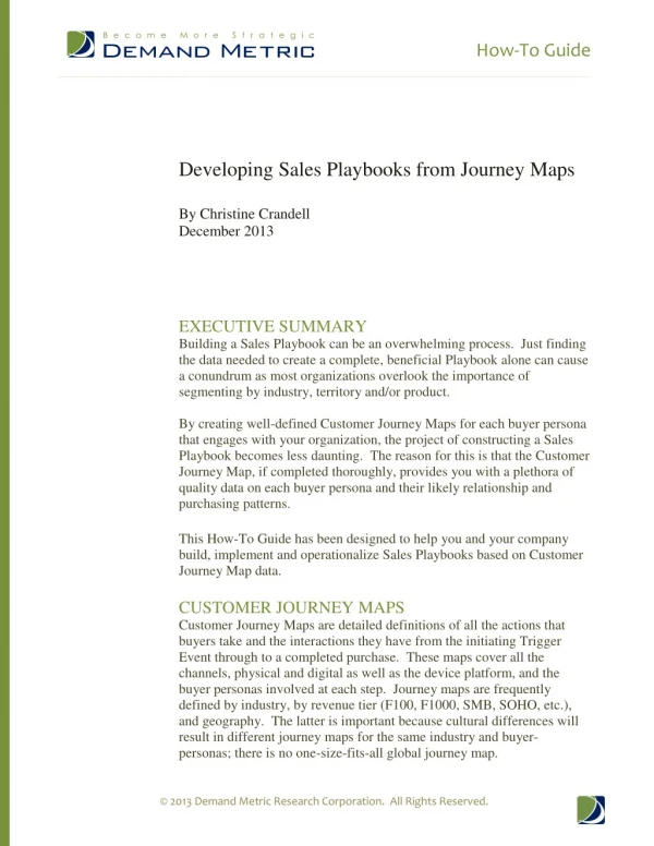 Developing Sales Playbooks from Journey Maps How-To Guide