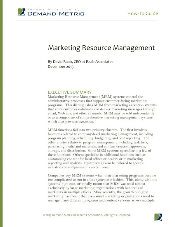 Marketing Resource Management How-To Guide