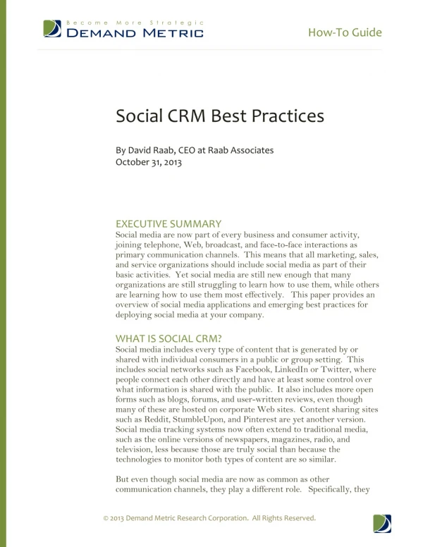 Social CRM Best Practices How-To Guide