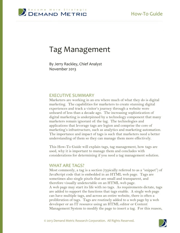 Tag Management Best Practices How-To Guide