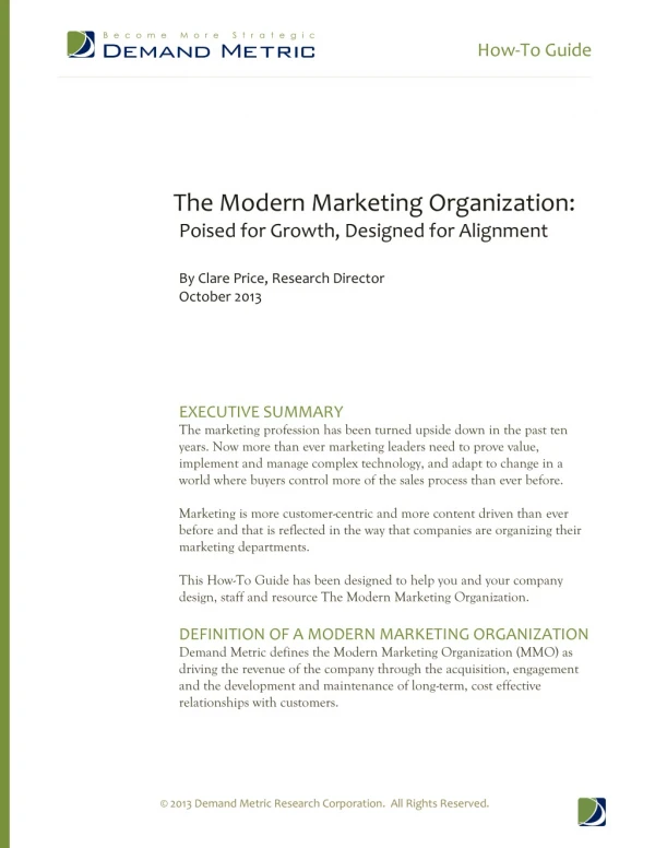 The Modern Marketing Organization How-To Guide