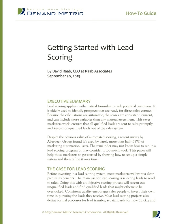 Lead Scoring: Five Steps to Getting Started How-To Guide