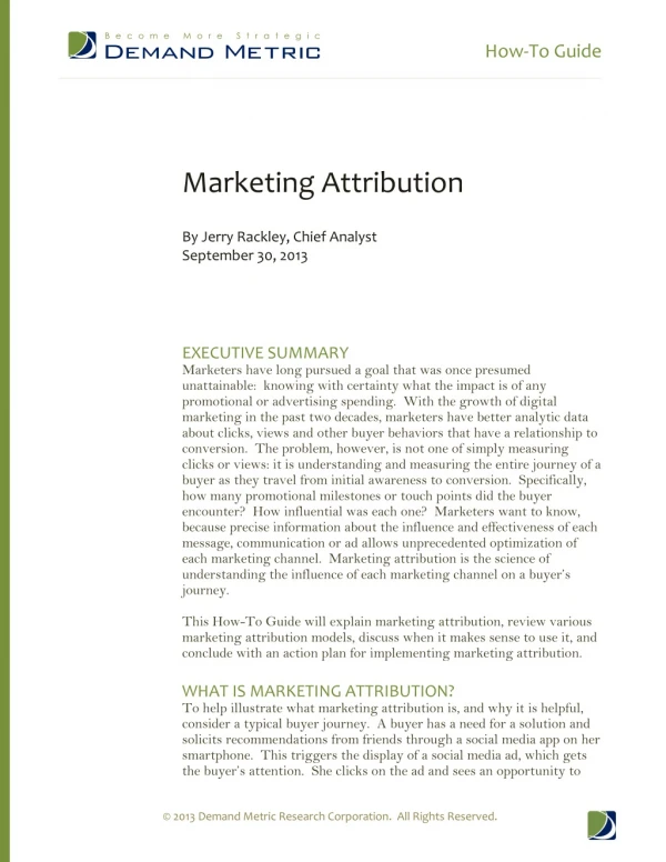 Marketing Attribution How-To Guide