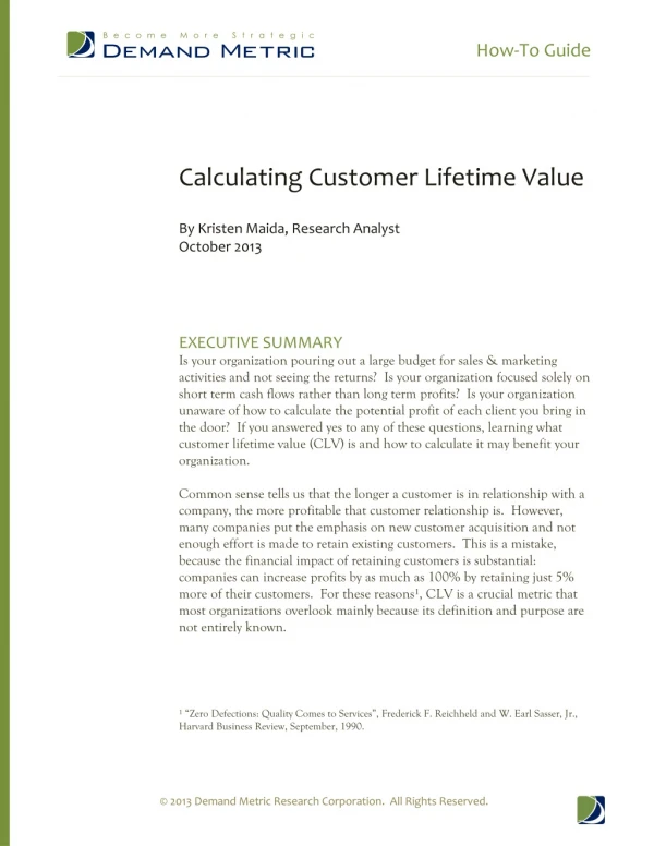 Calculating Customer Lifetime Value How-To Guide