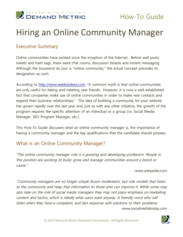 Hiring an Online Community Manager How-To Guide