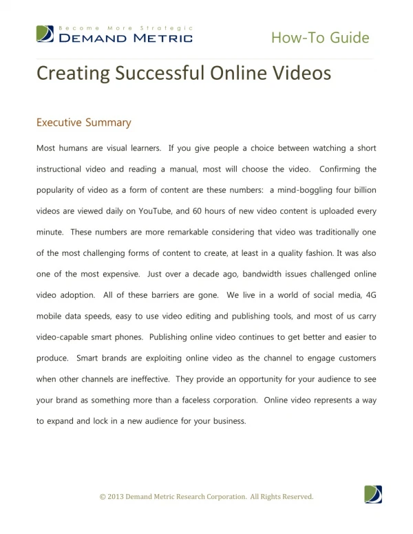 Creating Successful Online Videos