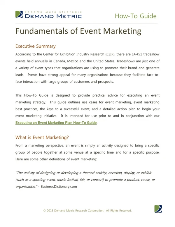Fundamentals of Event Marketing How-To Guide