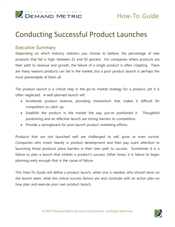 Conducting Successful Product Launches How-To Guide