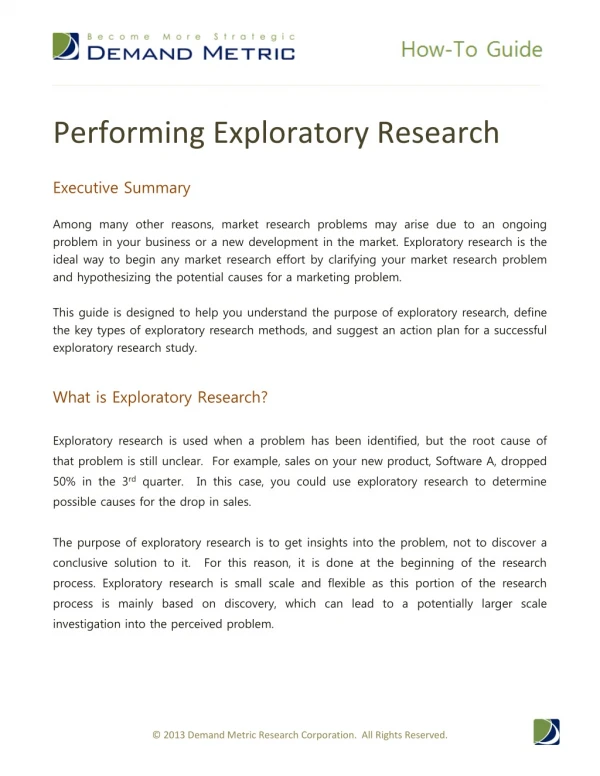 Performing Exploratory Research How-To Guide