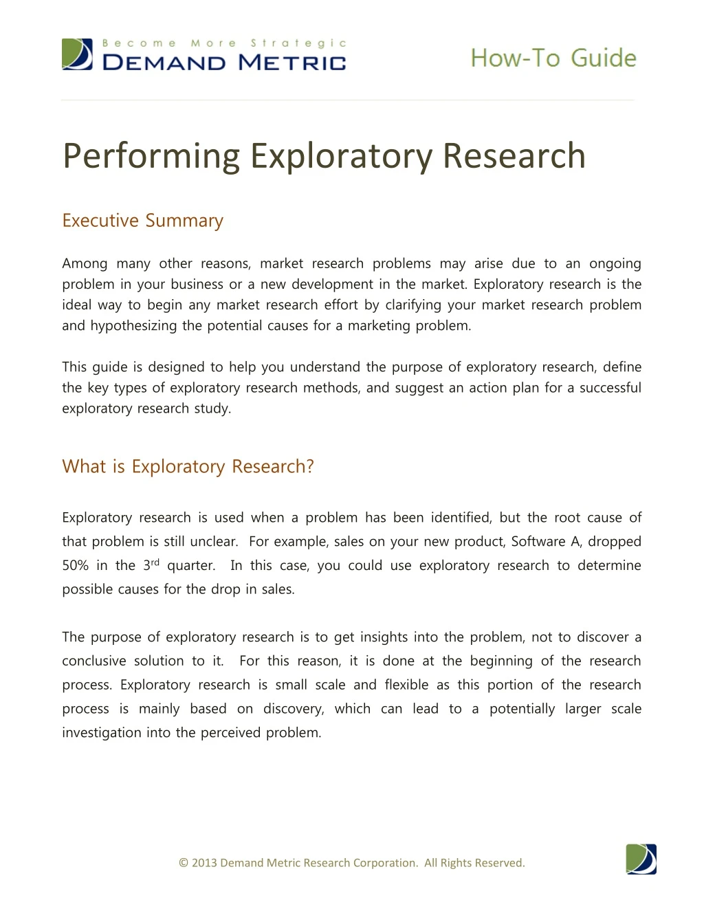 performing exploratory research executive summary