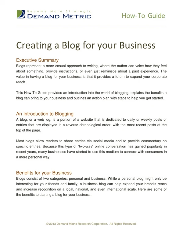 Creating a Blog for your Business How-To Guide