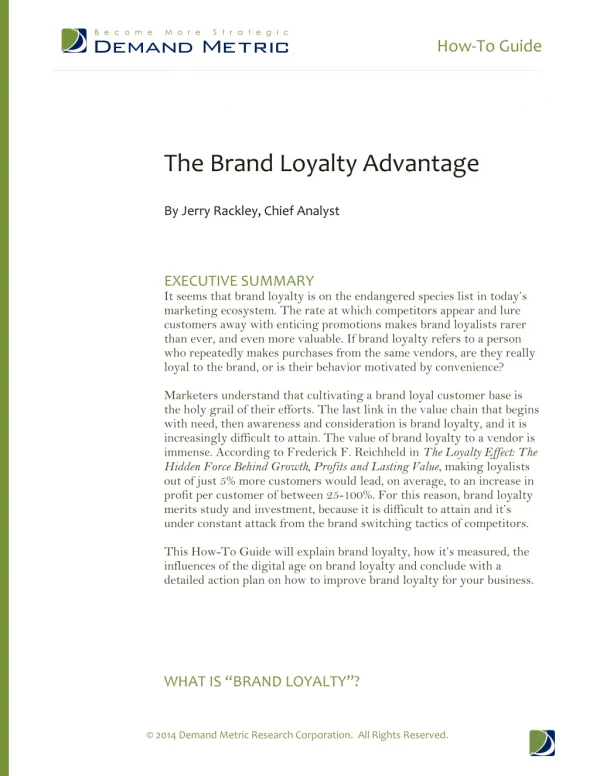 Brand Loyalty Advantage How-To Guide