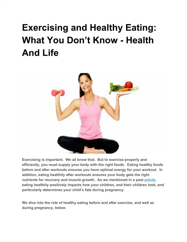 Exercising and Healthy Eating: What You Don’t Know - Health And Life