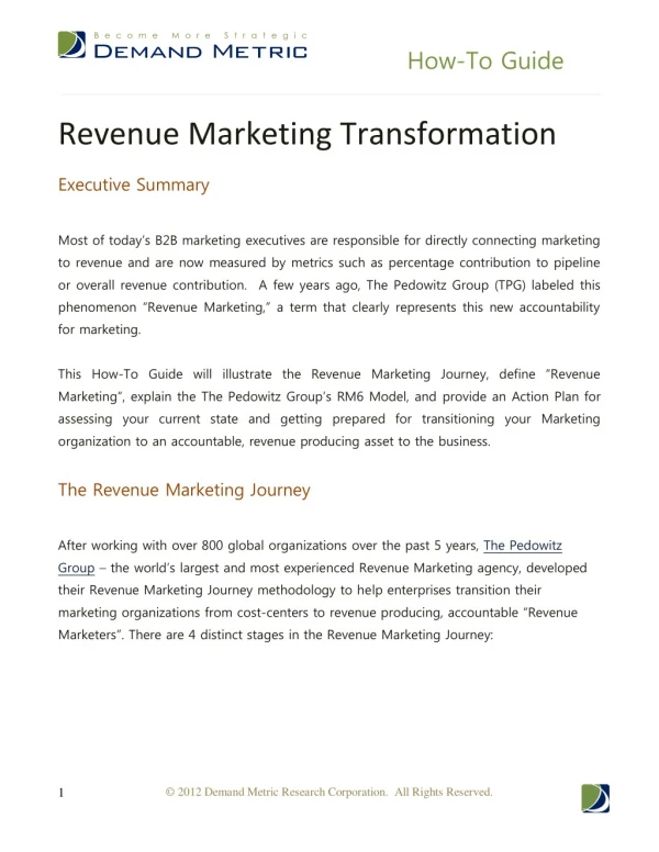 Revenue Marketing Transformation How-To Guide