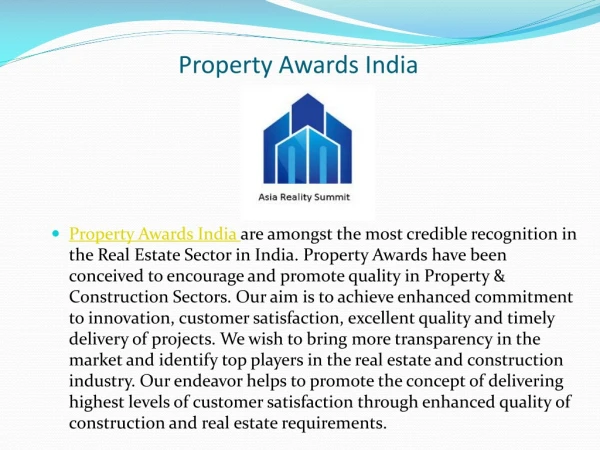 Property Awards in India